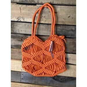 Asos Design Top shop Skyla Crochet Shoulder Bag In Orange